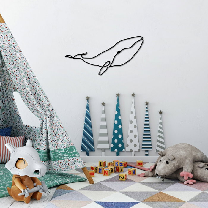 Wallity Escultura de Pared Whale - M Negro